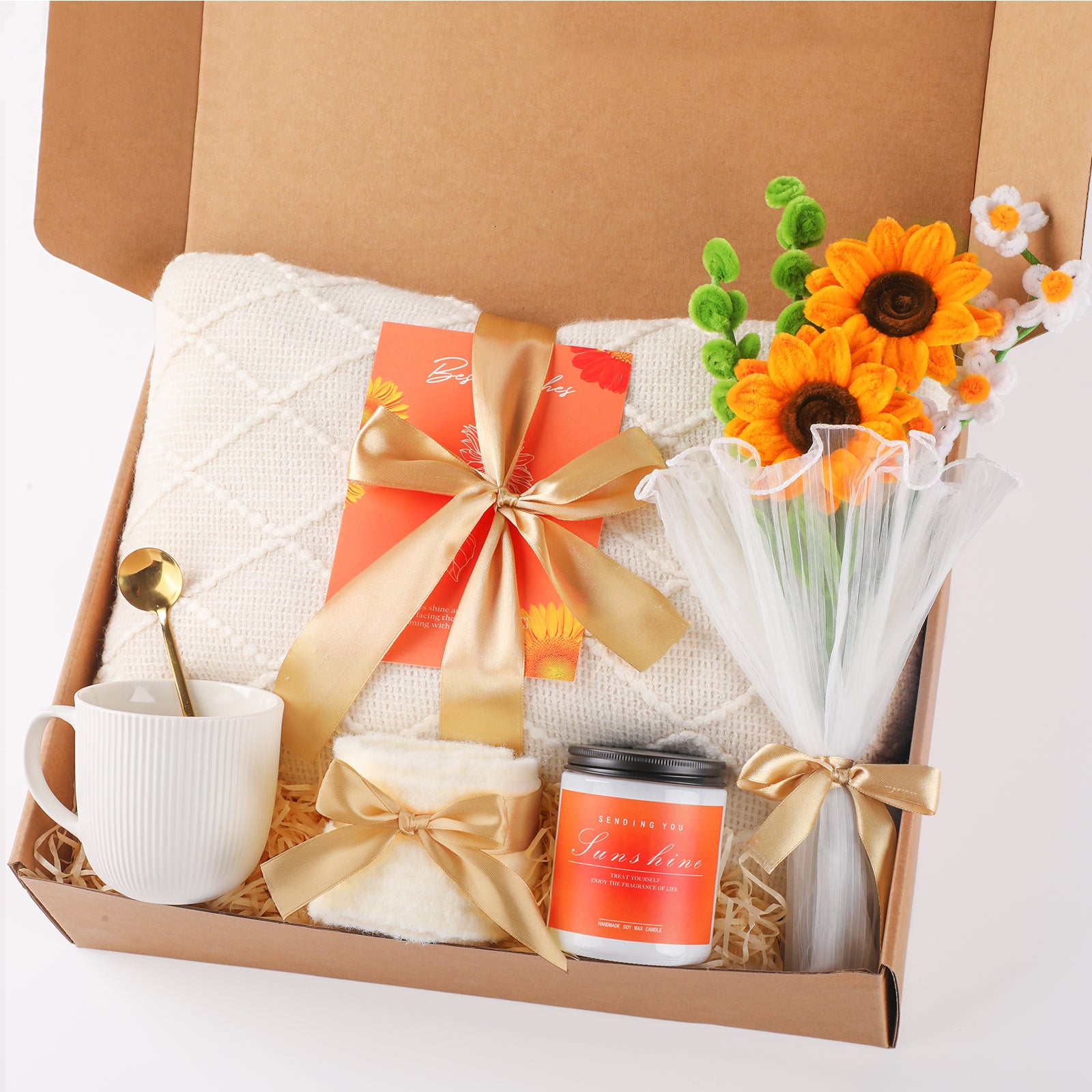 Gift Baskets for Her, Unique Birthday Gifts for Women, Best Friend Birthday Gifts Set, Get Well Soon Gift Box, Sending Sunshine Gift, Sunflower, Thinking of You Care Package