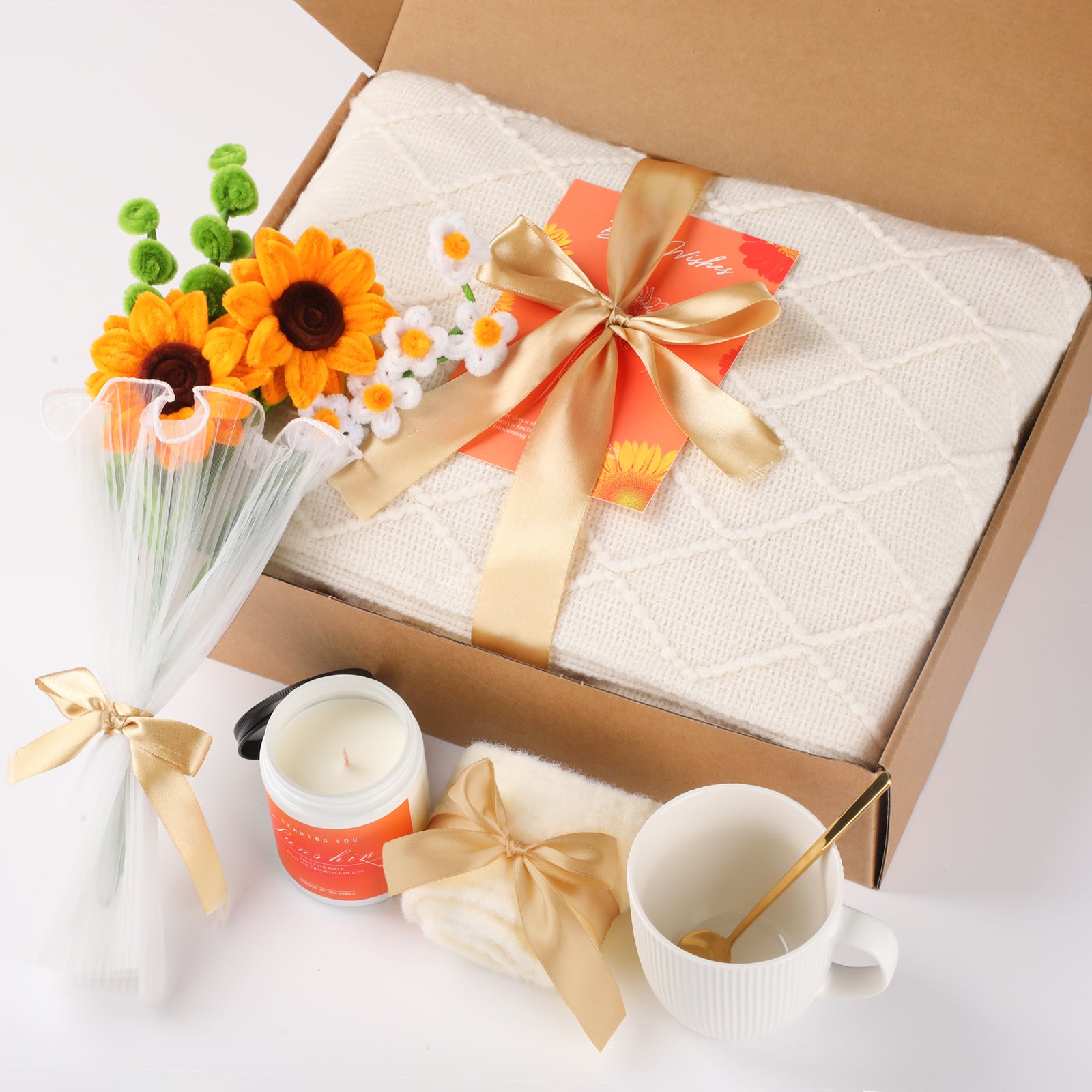 Gift Baskets for Her, Unique Birthday Gifts for Women, Best Friend Birthday Gifts Set, Get Well Soon Gift Box, Sending Sunshine Gift, Sunflower, Thinking of You Care Package