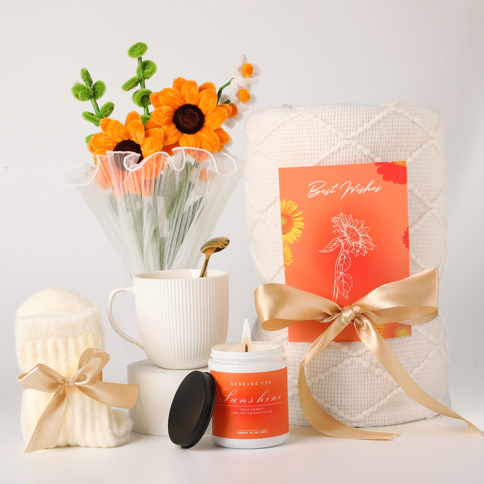 Gift Baskets for Her, Unique Birthday Gifts for Women, Best Friend Birthday Gifts Set, Get Well Soon Gift Box, Sending Sunshine Gift, Sunflower, Thinking of You Care Package