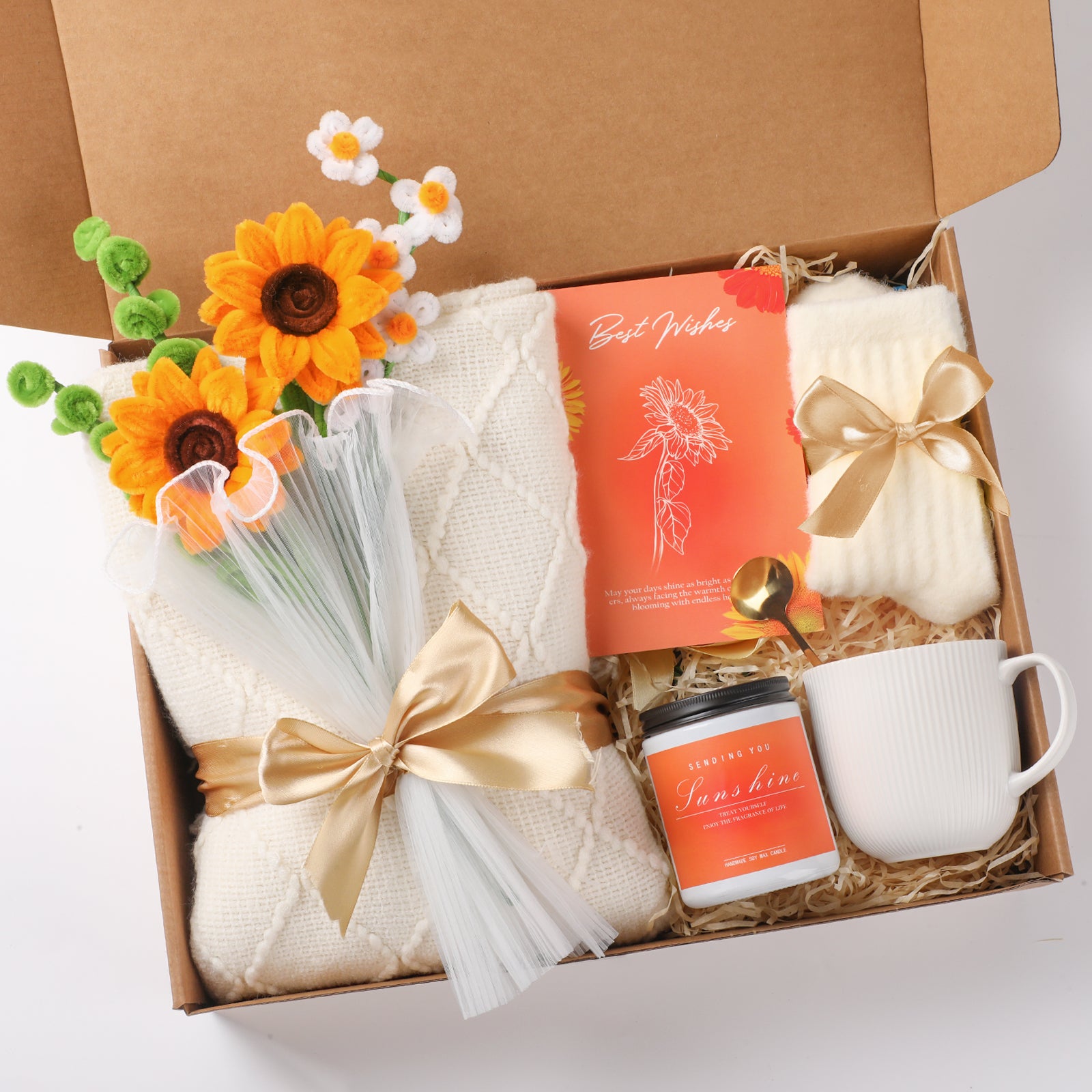 Gift Baskets for Her, Unique Birthday Gifts for Women, Best Friend Birthday Gifts Set, Get Well Soon Gift Box, Sending Sunshine Gift, Sunflower, Thinking of You Care Package