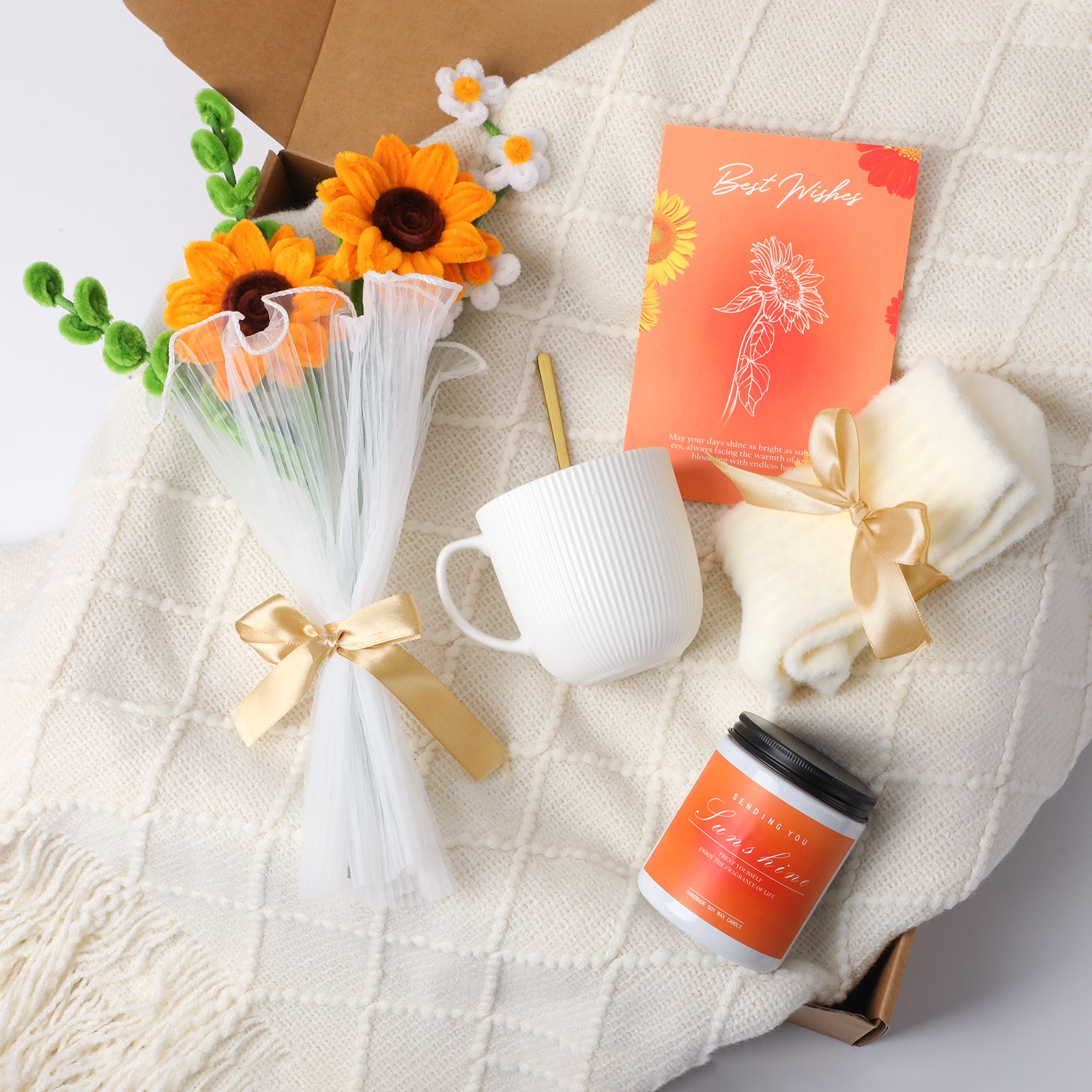Gift Baskets for Her, Unique Birthday Gifts for Women, Best Friend Birthday Gifts Set, Get Well Soon Gift Box, Sending Sunshine Gift, Sunflower, Thinking of You Care Package