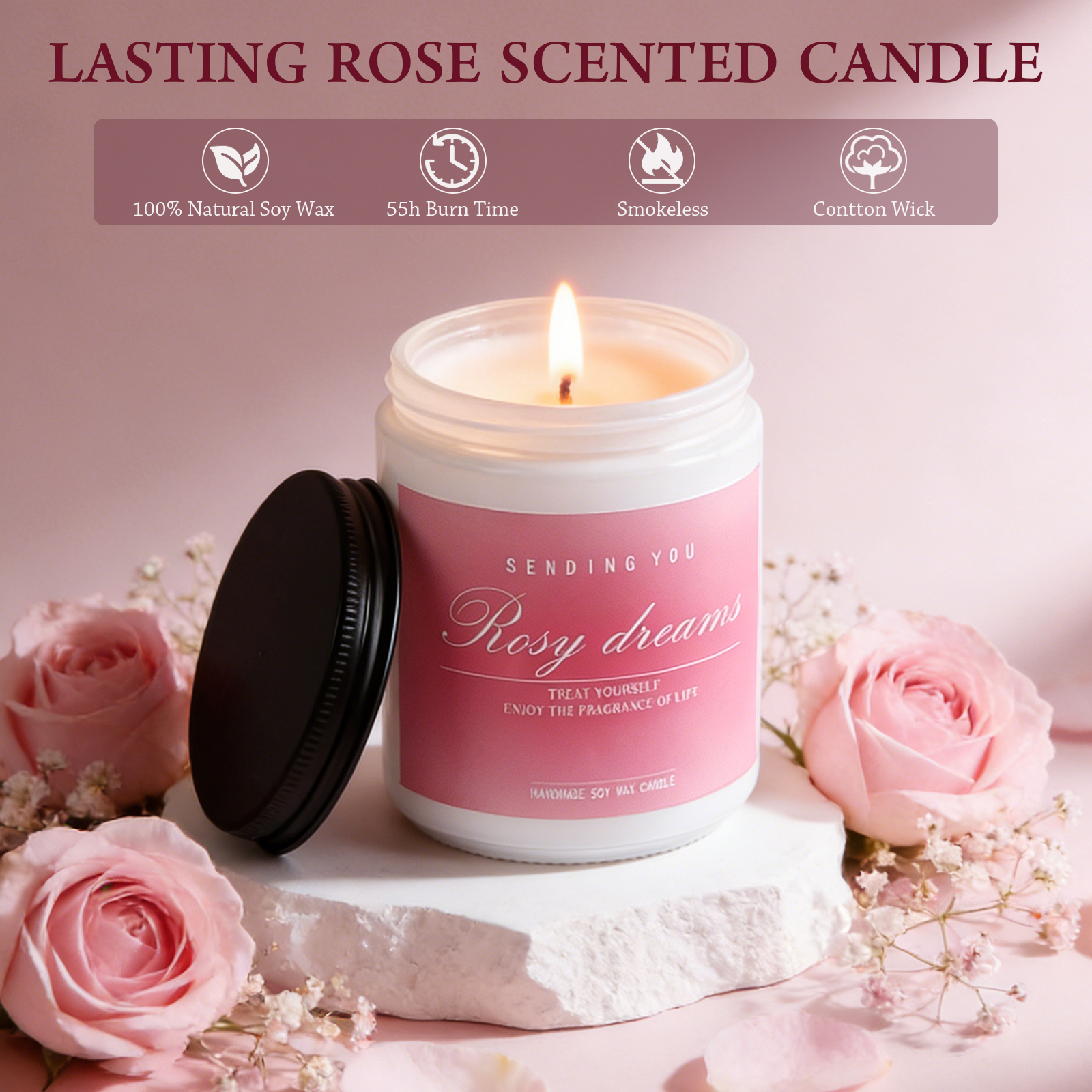 Comfort gift box candle detail for women
